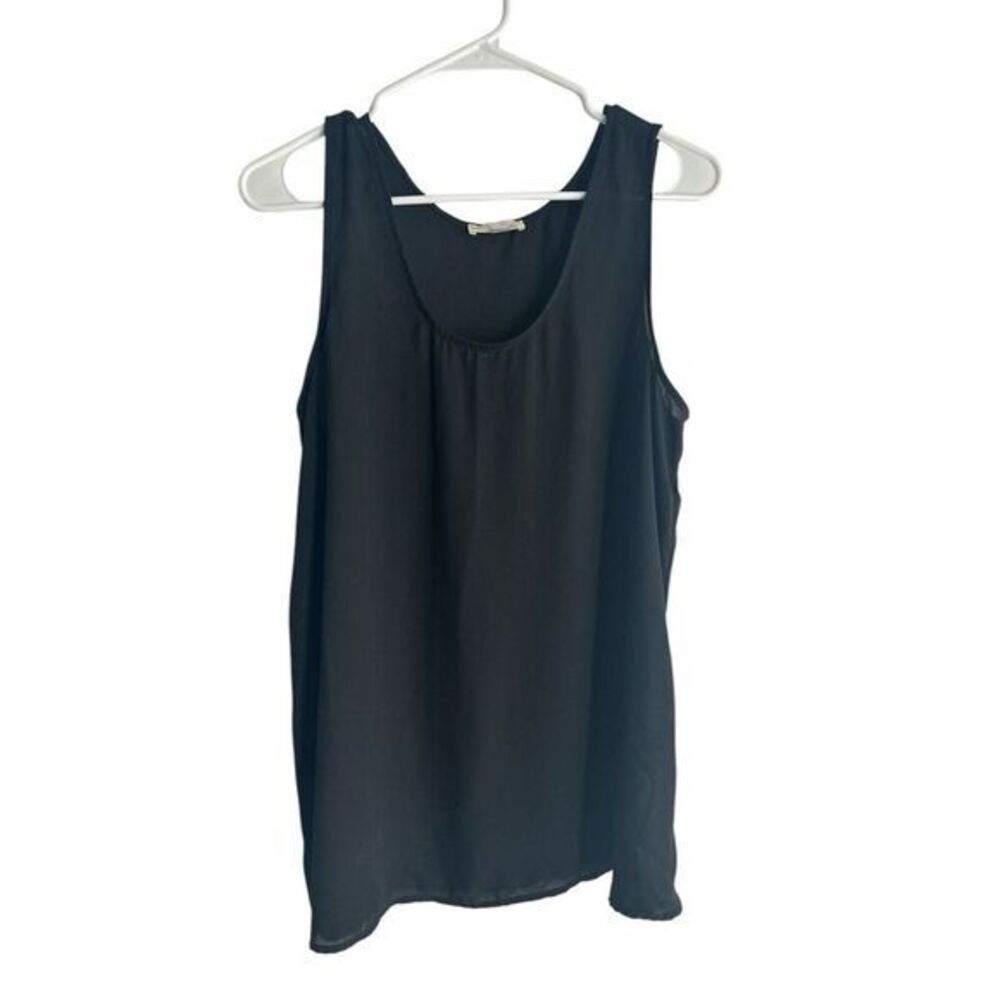 Misia Tank Top Woman Size Small Sleeveless Popover Black Sheer Tank